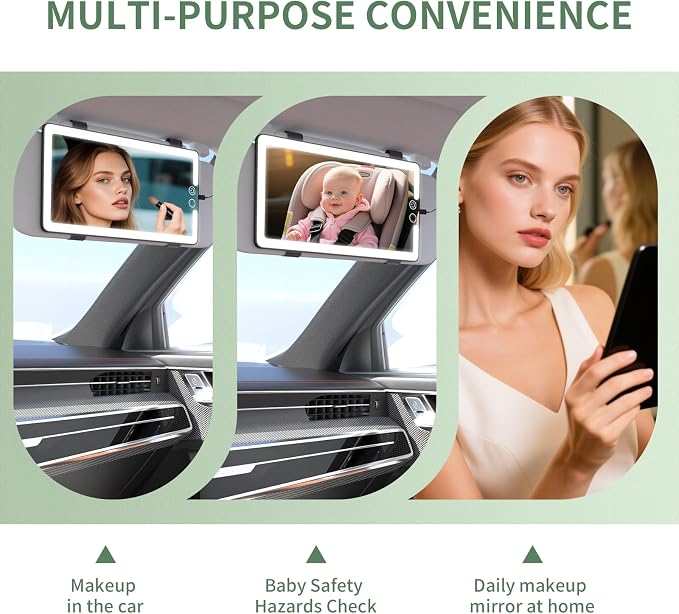 2 Pcs Car Sun Visor Vanity Mirror, Dimmable Rear View Visor Makeup Mirror - Image 5