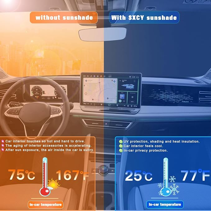 SXCY for 2025 VW Tiguan Windshield Sunshade for Volkswagen Tiguan 2025 - Image 3