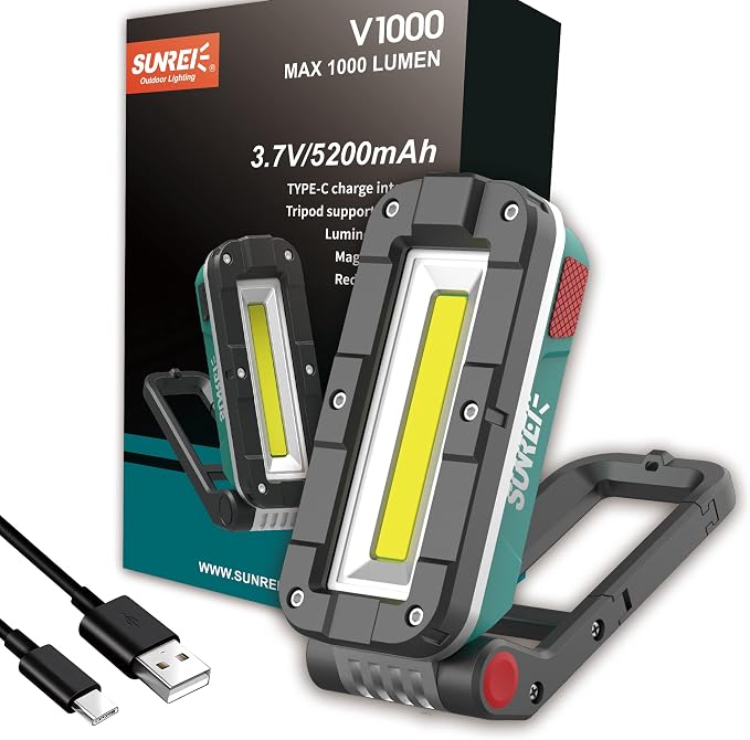 SUNREI LED Rechargeable Magnetic Work Lights COB Mechanic Lights, 1100 Lumens - Image 9