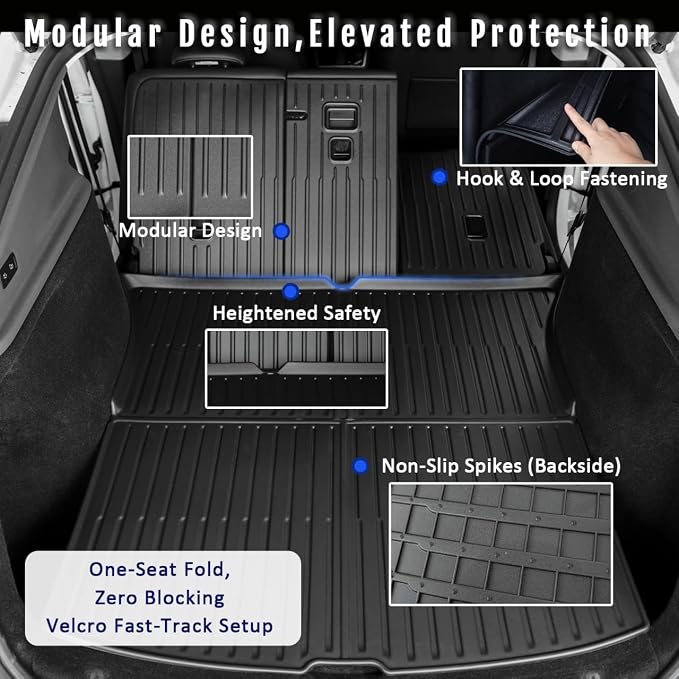 Tesla Model Y Juniper Floor Mats and Cargo Liner, Cargo Mats and Seat Back - Image 8