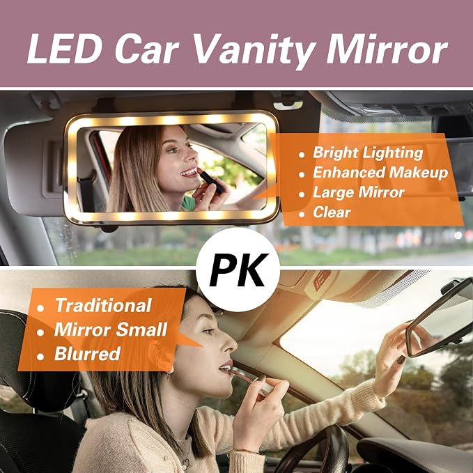 Car Visor Vanity Mirror with Light, LED Sun Visor Mirror, Truck Makeup Mirrors - Image 5
