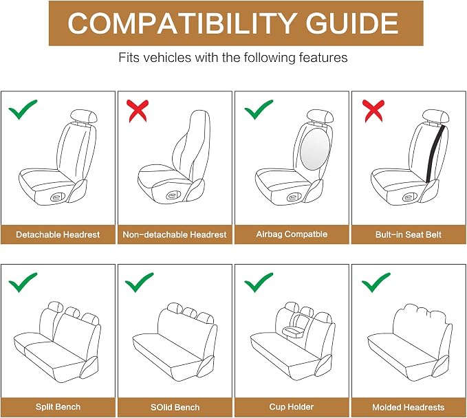 Pariitadin Leather Car Seat Covers Front Pair, Waterproof Faux Leather Seat - Image 7