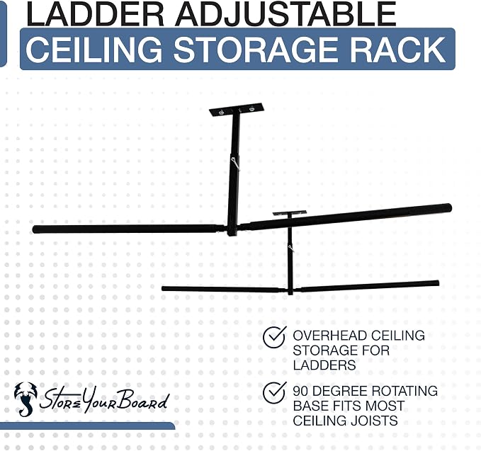 StoreYourBoard Double Ladder Ceiling Rack – Hi Port 2 Garage Ceiling Ladder - Image 3