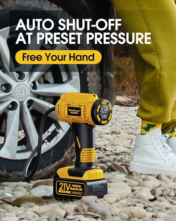 Cordless Tire Inflator Portable Air Compressor, 160PSI Car Tire Air Pump - Image 4