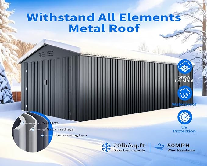 10x20 Metal Shed, Metal Garage Building - Image 7