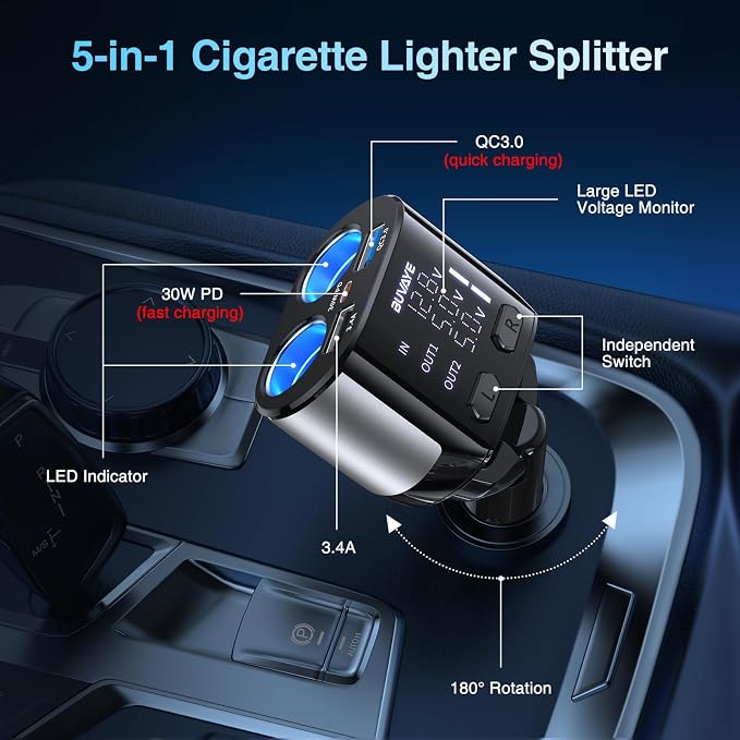 5 in 1 USB C Car Charger Adapter - Image 2