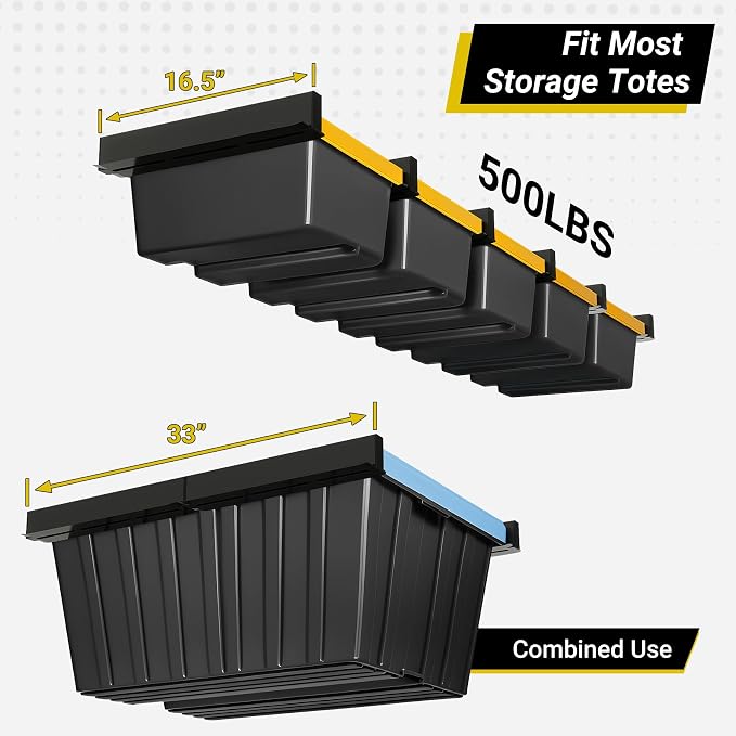 5-bin Overhead Garage Storage Rack, Heavy Duty Ceiling Storage Racks, Powder - Image 3