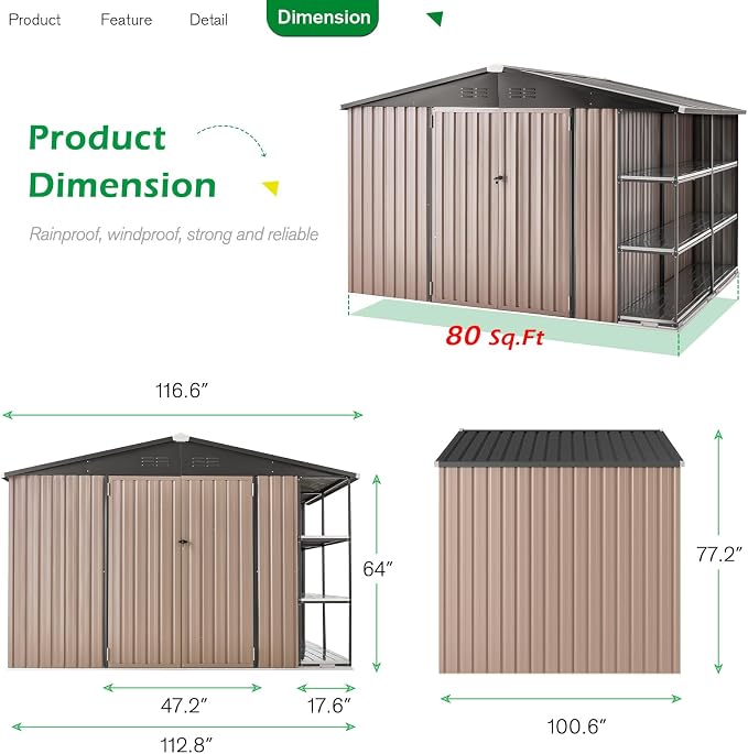 AECOJOY 10x8 Metal Storage Shed - Image 4