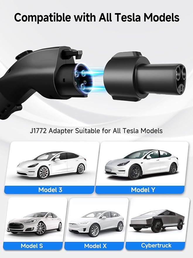 J1772 to Tesla Charging Adapter, 80A/250V Fast Charging, Compatible - Image 2