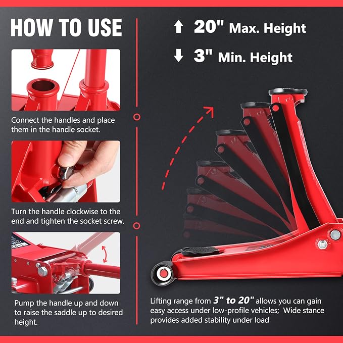 DNA MOTORING TOOLS-00235 Low Profile Hydraulic Trolley Service/Floor Jack - Image 4