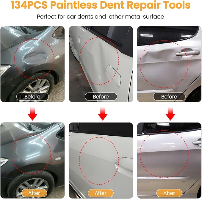 134PCS Dent Puller, Paintless Dent Removal Kit – All-in-One Car Dent Puller Kit - Image 2
