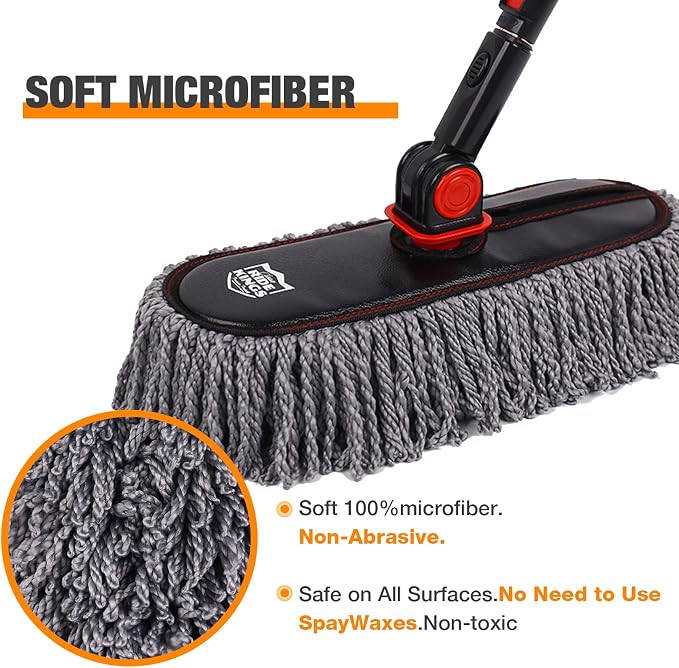 Car Duster Set, Car Duster Exterior Extendable Handle, Scratch Remover Large - Image 5