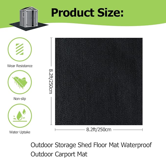 Outdoor Storage Shed Floor Mat, 8.2*8.2FT Waterproof Washable Garden Flooring - Image 2
