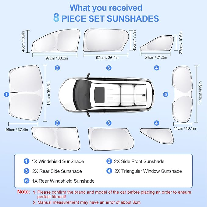 8pcs Car Window Shades for Toyota Sienna 2021-2025 Accessories, Windshield Side - Image 7