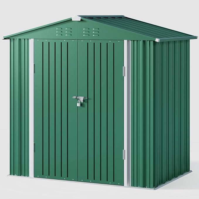 Gizoon Outdoor Storage Shed 6 x 4 FT, Galvanized Metal Garden Shed - Image 8