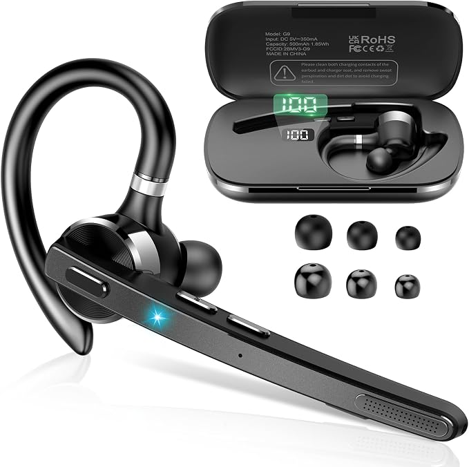 Bluetooth Headset, Wireless Bluetooth 5.3 Earpiece, 90Hrs Hands Free Headset by Thunelec