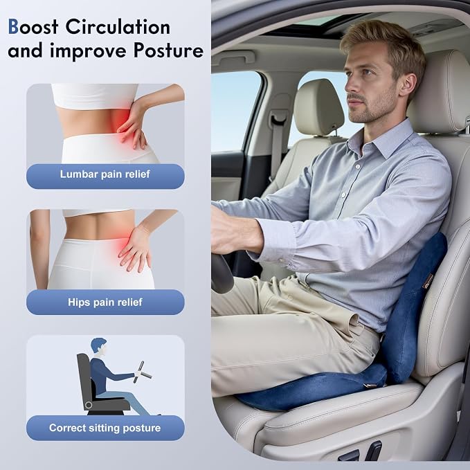 Coverado Memory Foam Car Seat Cushion and Lumbar Support Pillow - Image 2
