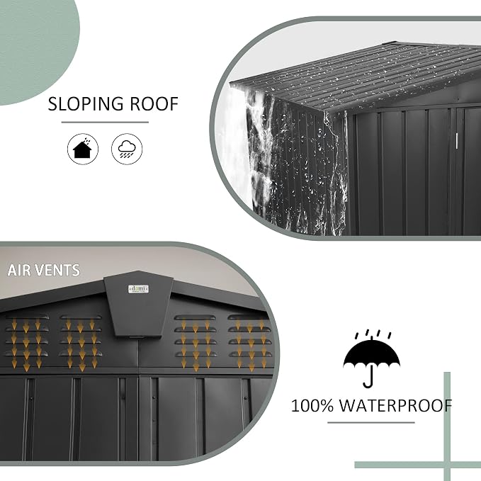 Domi Outdoor Storage Shed 8.2' x 6.2', Metal Steel Utility Tool Shed Storage - Image 2