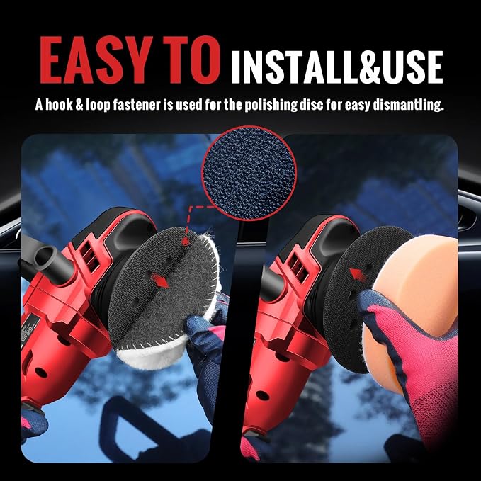Cordless Buffer Polisher, 5 Inch Random Orbital Car Buffers Waxer and Polishers - Image 6