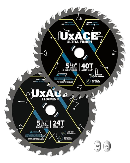 5-1/2-Inch 24&40-Tooth Circular Saw Blade by UXACETOOLS