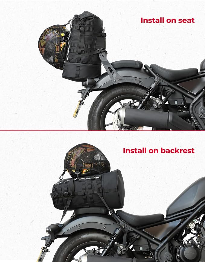KEMIMOTO Motorcycle Sissy Bar Backrest Bag Upgraded Version, 37L Expandable - Image 7
