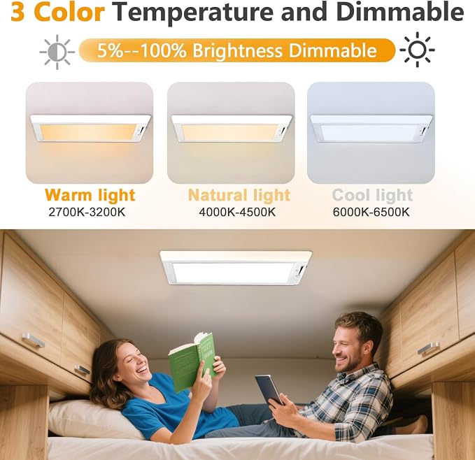 4 Pack RV Lights Interior, 3 Color RV LED Super Bright Fixture, 12V RV Ceiling - Image 3