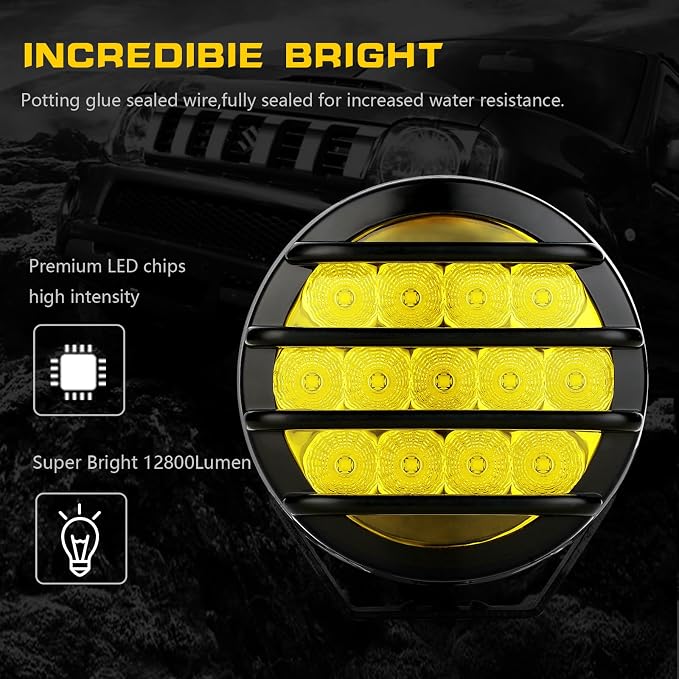 BIGLION.X 3.7 Inch 130W Amber Fog Lights Yellow Round Offroad Fog Lights Super - Image 5