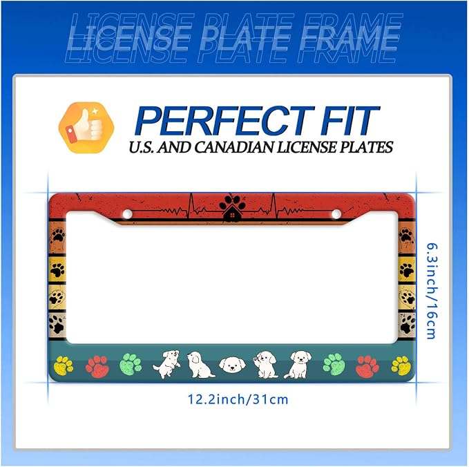 Dog License Plate Frame Cute Dog Paws License Plate Stainless Steel Animal - Image 7