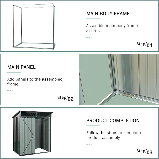 Metal 5x3 FT Garden Storage Shed, Outdoor Small Shed - Image 4
