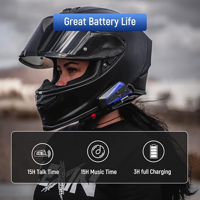LEXIN B4FM Motorcycle Bluetooth Headset, 10 Riders Helmet Bluetooth Intercom - Image 5