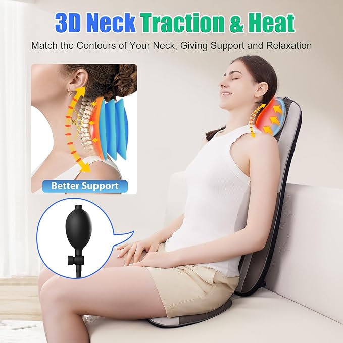 Shiatsu Back Massager with Heat, Massage Chair Pad Seat Cushion - Image 4