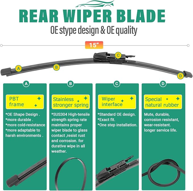 24" 20" 15" Windshield Wiper Blades Replacement - Image 4