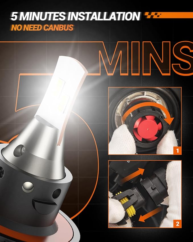 SEALIGHT H13 LED Bulbs, 36000LM Super Bright 9008 Driving Lights, 6000K Daylight - Image 4