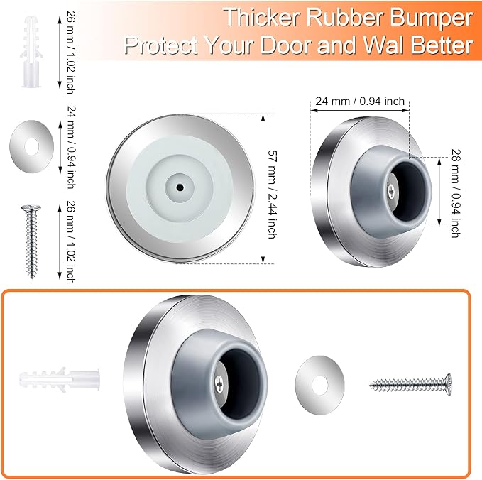 Blulu Concave Wall Door Stopper Door Bumper Stainless Steel Wall Protector - Image 2