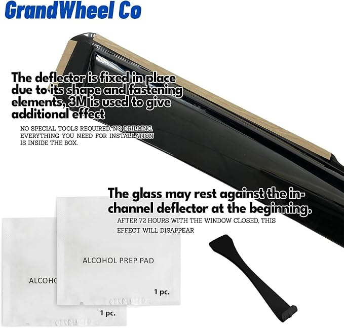 GrandWheel Co Smoke Tinted in-Channel Side Window Vent Visor Deflectors Rain - Image 4