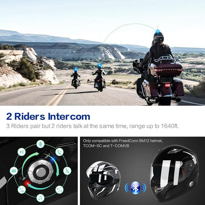 FreedConn BM2-S Bluetooth Motorcycle Helmet, Flip-Up Modular Motorbike Helmet - Image 3