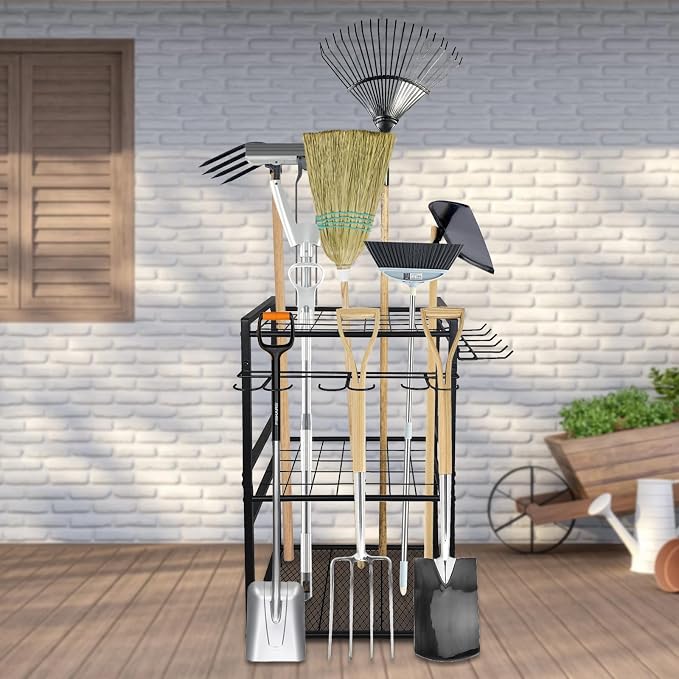 3 Tier Garden Tool Organizer, Yard Tool Tower Rack, Tool organizer up to 78 - Image 9