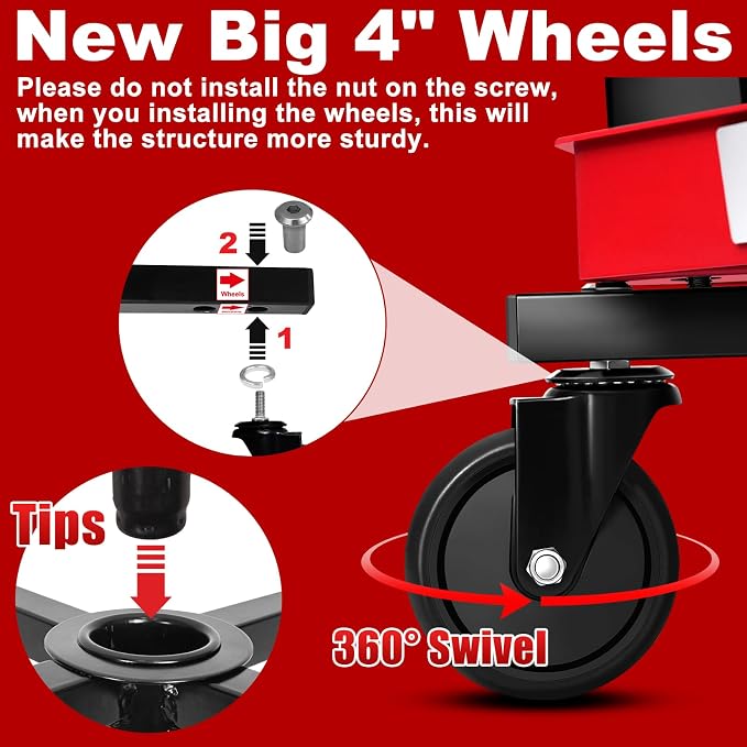 Rolling Shop Stool with Wheels, Adjustable Garage Mechanic Stool Seat Shop - Image 8