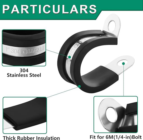 1/2-Inch Stainless Steel Rubber Coated Pipe & Wire Clamps - Image 2