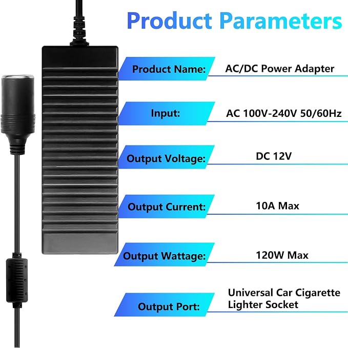 110V-240V to 12V 120W/10A Car Cigarette Lighter Socket AC/DC Power Supply - Image 3
