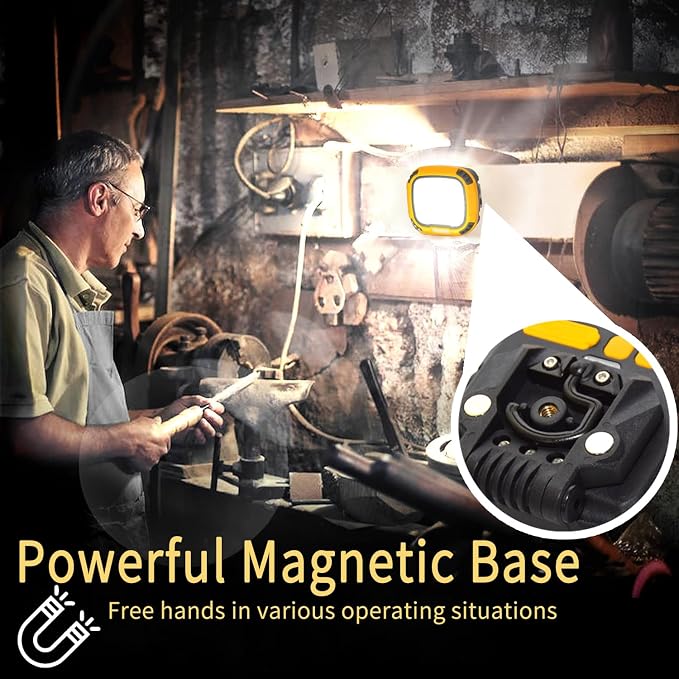 1Pack 5000LM Magnetic LED Work Light Rechargeable, 4-Level Brightness & 4-Tone - Image 4