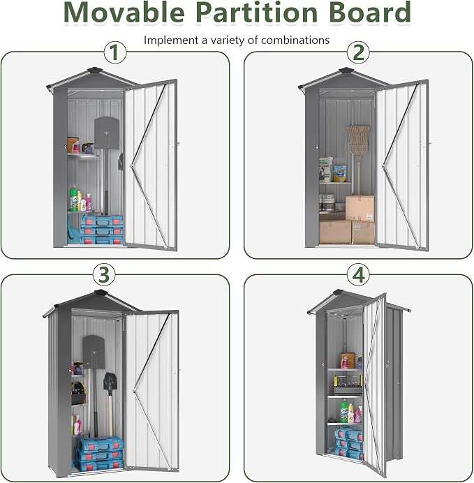 2.5x1.4 FT Outdoor Storage Shed, Small Metal Garden Shed - Image 7