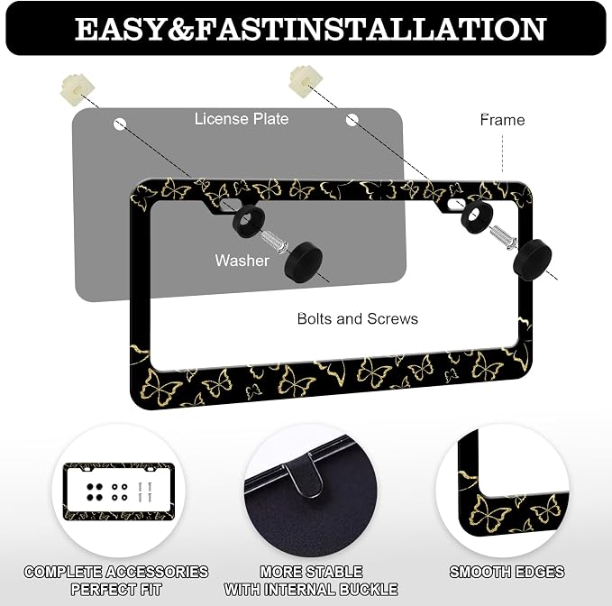 Golden Butterfly License Plate Frames - Image 3