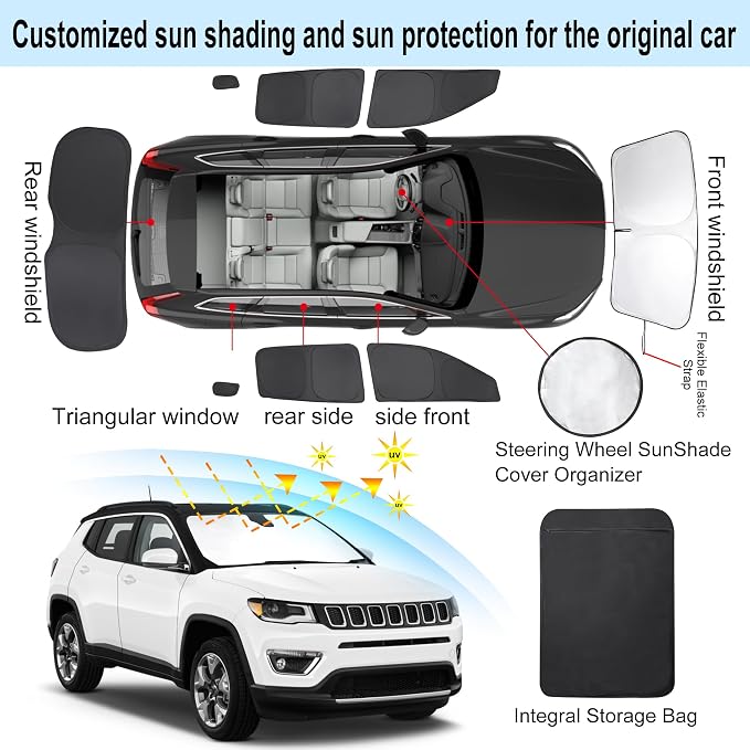 TINGLU Window Shades for Jeep Compass 2017-2024 Accessorie Car Side Full - Image 3