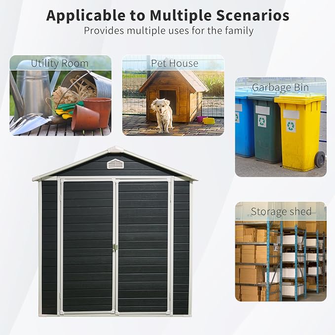 6x8 FT Outdoor Storage Shed, Resin Garden Shed - Image 6