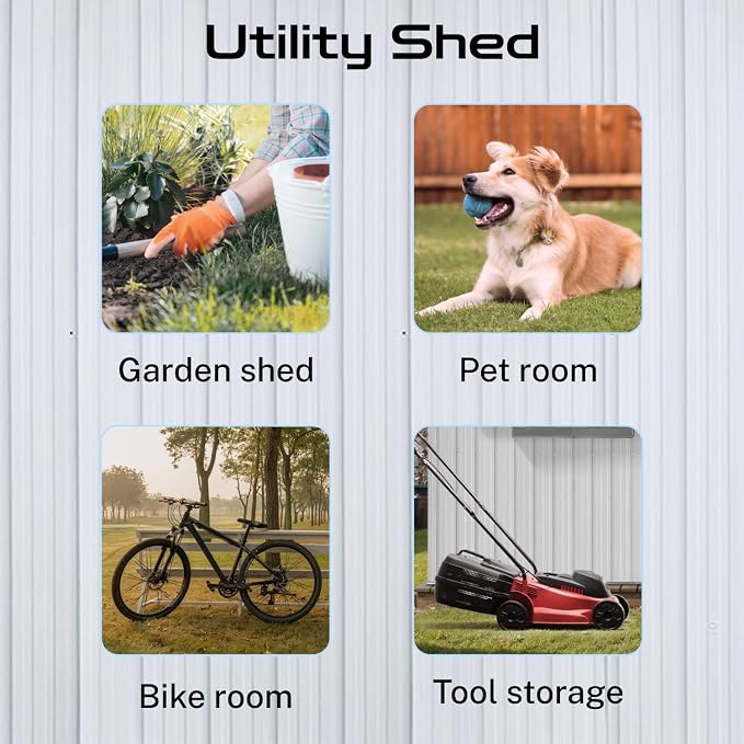 6 x 4 FT Outdoor Storage Metal Shed, Bike Garden Tool Shed - Image 6