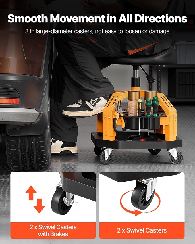 VEVOR Garage Stool, Rolling Mechanic Stool - Image 4