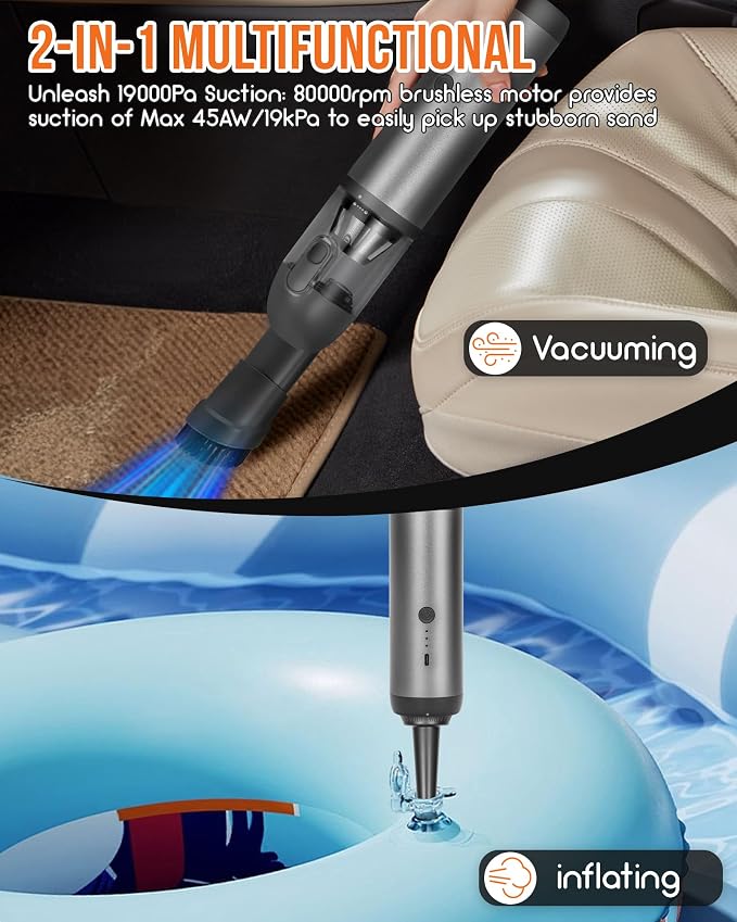Car Vacuum, Aluminum Alloy V8 Handheld Vacuum Portable, Durable Cordless Vacuum - Image 5