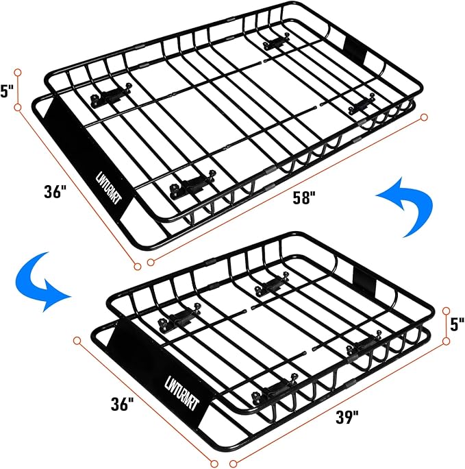 Heavy Duty 58"X36"X5" Roof Rack Basket Universal Rooftop Carrier - Image 2