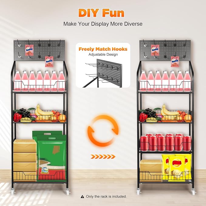 Retail Display Rack 4-Tier Market Merchandise Display Shelf - Image 3